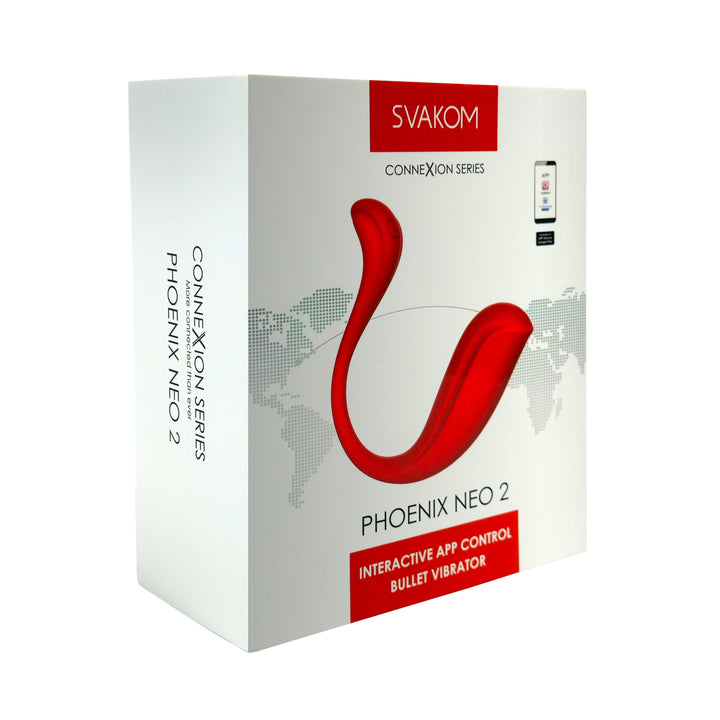 Svakom Phoenix Neo 2 Interactive Rechargeable Silicone Bullet Vibrator with Remote Control - Red